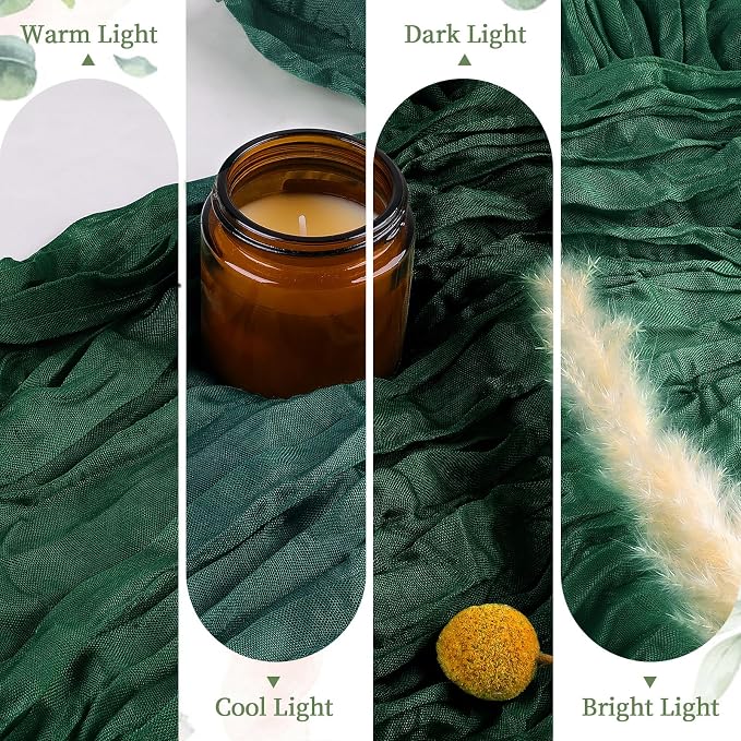 AGIRL 6 Pack Emerald Green Cheesecloth Table Runner 10FT Boho Home Decor | - Image 3