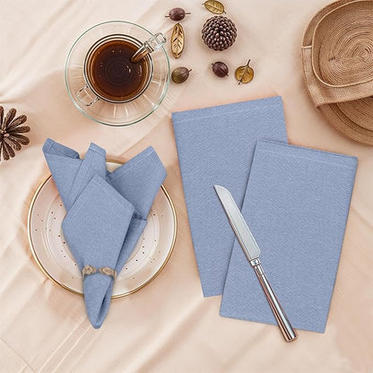 Ruvanti Cloth Napkins Set of 12, 18x18 Reusable Napkins Cloth Washable, Soft & Durable Table Napkin, Poly Cotton Fabric Dinner Napkins for Parties, Christmas, Thanksgiving, Weddings - Midnight Blue