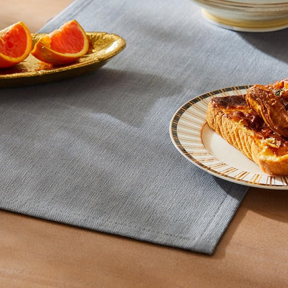 Rustic Cotton Linen Table Runner, 13x48 Inches Blue Ashes | Farmhouse Style by ZEEMARTONLINE