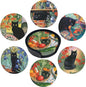 Cat Coasters Leather Round Drink Coasters 6 Pcs Set with Holderor for Cup Drink Coffee Table Bar Home Decor