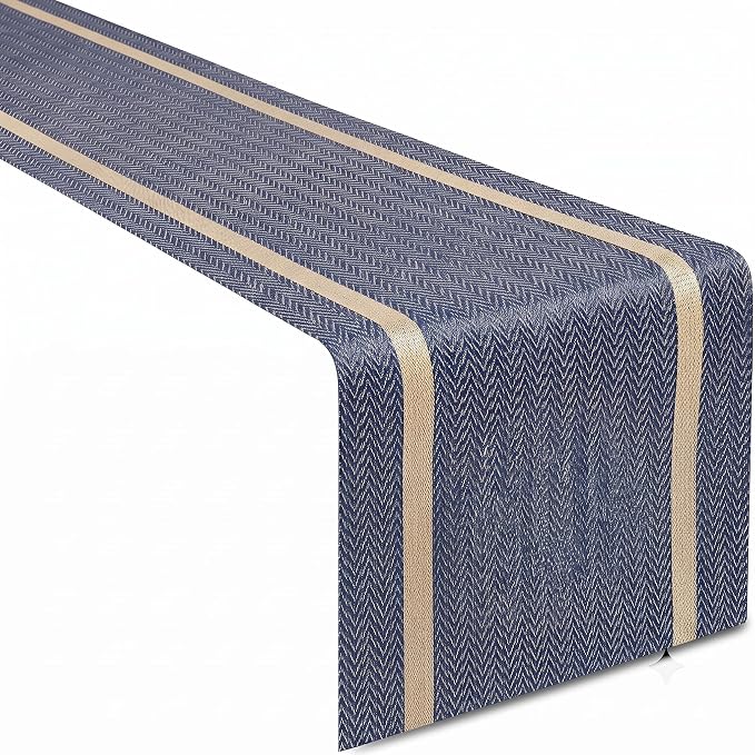FAVE Navy Blue Woven Table Runner by FAVE