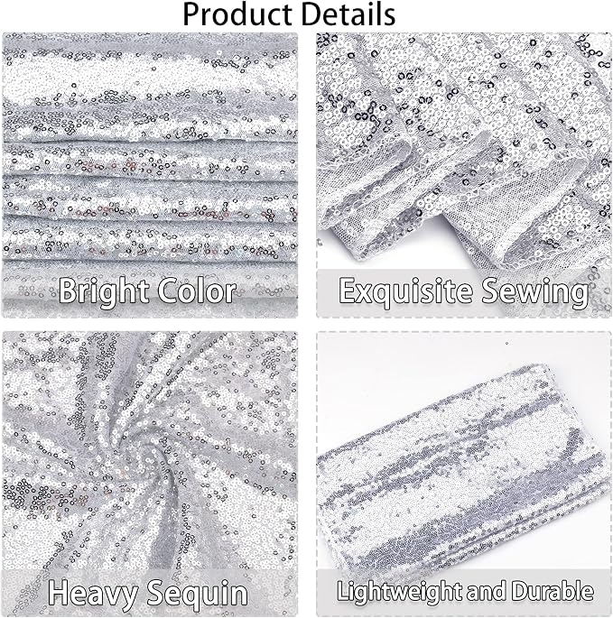 12 Packs 12 X 108 Inch Silver Sequin Table Runner Glitter Dining Table Runner - Image 4