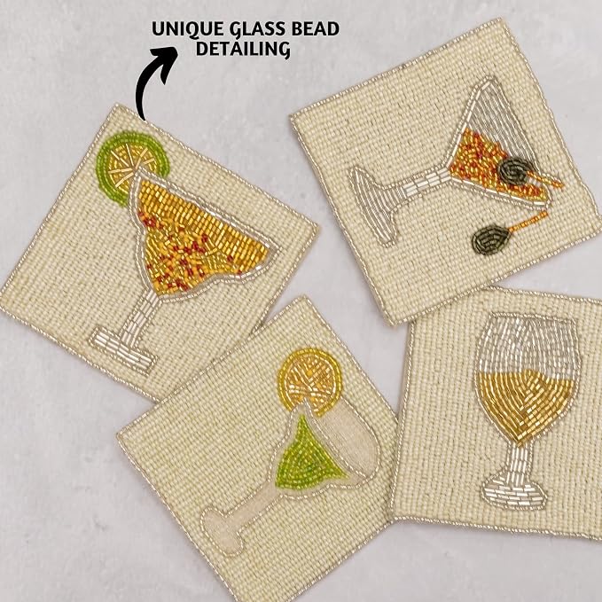 Folkulture Coasters Set of 4 for Drink, Coffee Bar Accessories, Table Décor | - Image 2