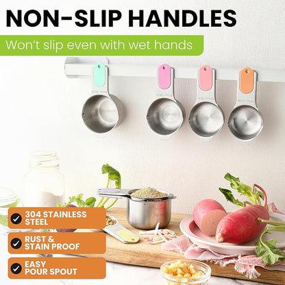 Spring Chef Magnetic Stainless Steel Measuring Cups Set of 7, Pastel | Patented - Image 6