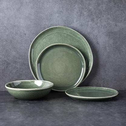 AmorArc Ceramic Cereal Bowls Set of 6, 24 oz Handmade Stoneware Bowls for Cereal Soup Salad Bread, Stylish Kitchen Bowls for Meal, Dishwasher & Microwave Safe-Jade Green