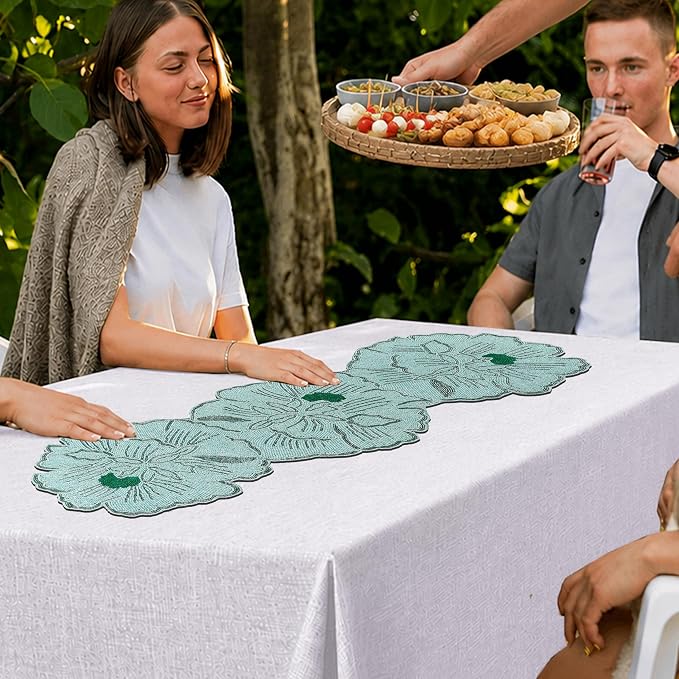 Beaded Table Runner 13x36 Inch, Handmade Decorative Dining Table Centerpiece - Image 8