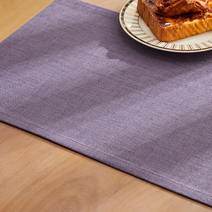 Rustic Cotton Linen Table Runner, 13x108 Inches Purple | Farmhouse Style Linen - Image 6