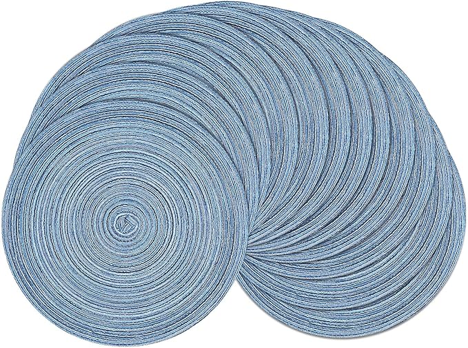 SHACOS Round Braided Placemats Set of 12 Circle Place Mats Cotton Polyester by SHACOS
