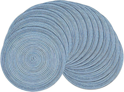 SHACOS Round Braided Placemats Set of 12 Circle Place Mats Cotton Polyester by SHACOS
