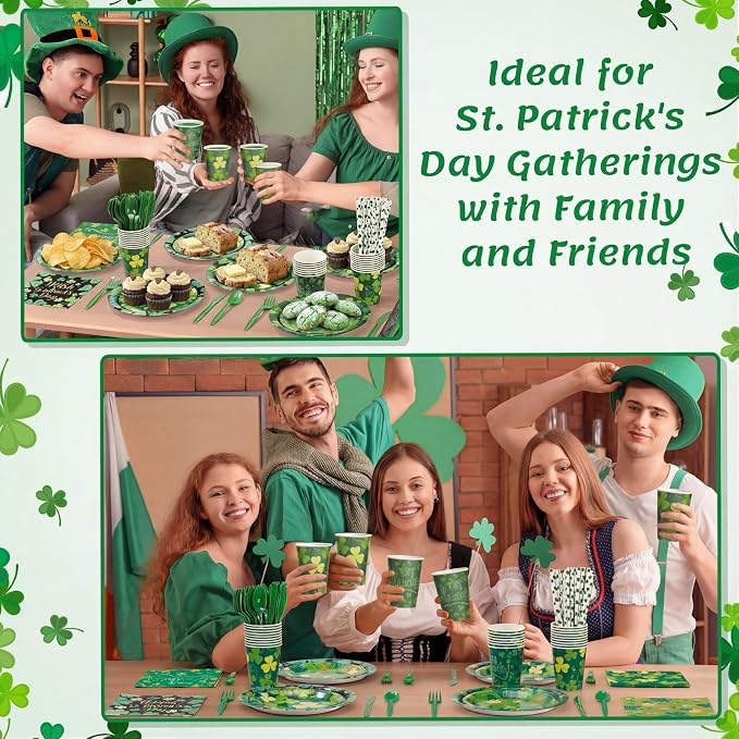 450 Pcs Happy St. Patrick's Day Tableware Set Decoration Serves 50 | Lucky - Image 5