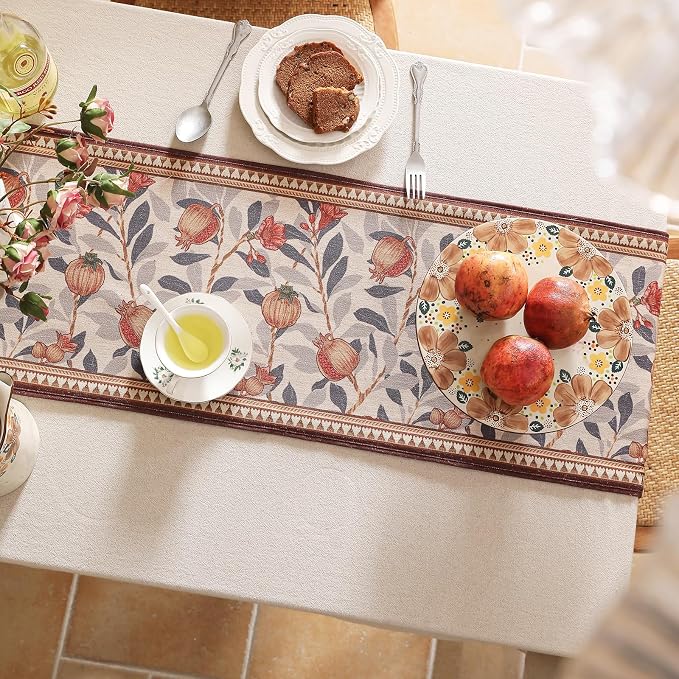 Patdrea Designer French Vintage Linen Table Runner, Floral Pattern, - Image 4