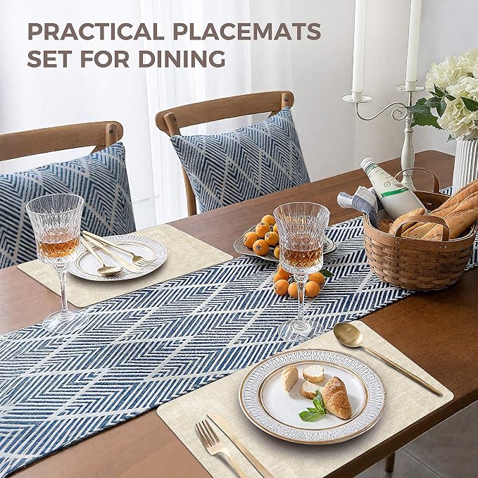 NCUE Vinyl Placemats Set of 6, Heat Resistant, Nonslip Faux Leather Waterproof - Image 5