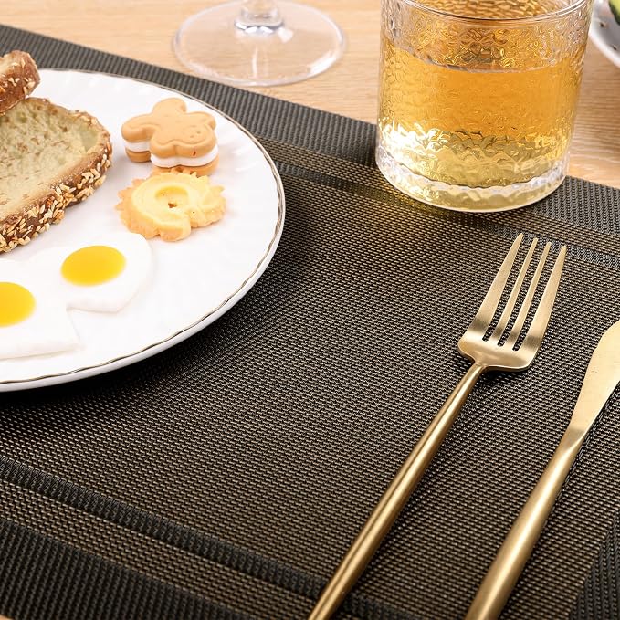 SHACOS Woven Vinyl Placemats Set of 4 Wipe Clean Place Mats - Image 8