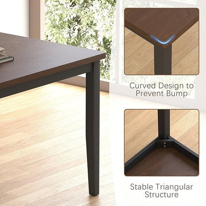 5 Piece Dining Table Set, Solid Wood Dining Table Set for 4, Farmhouse Table and 4 Chairs Set, 43.3'' Rectangular Kitchen Table Set for 4, Brown & Black