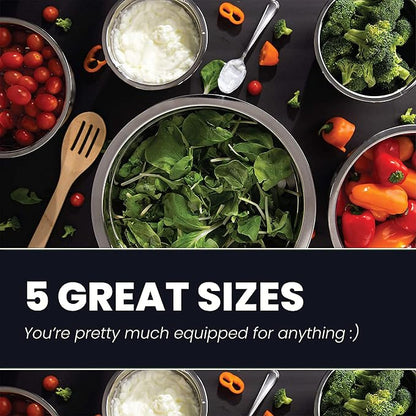 Stainless Steel Mixing Bowls Set, 5-Piece Meal Prep & Food Storage | .75 - Image 3