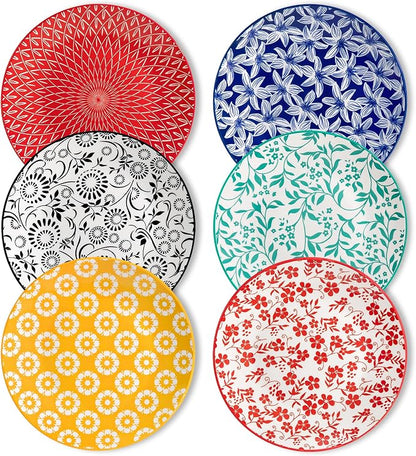 vancasso 8.25" Vintage Ceramic Salad Plates Set of 6, Muted | Microwave by vancasso