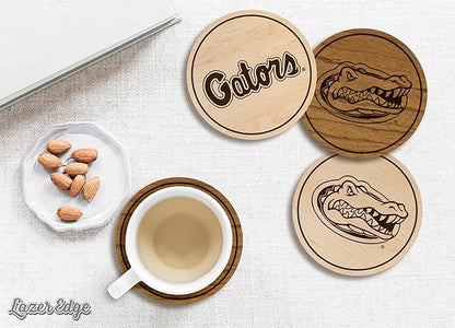 LazerEdge Florida Gators Wooden Coaster Set - Cherry Wood - Officially Licensed Product - 4-Pack