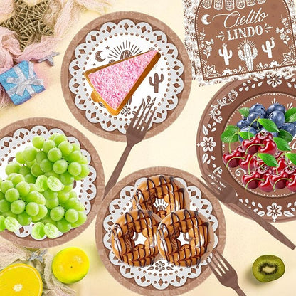 96 Pcs Cielito Lindo Party Decorations, Terracotta Tableware Set | Includes - Image 5