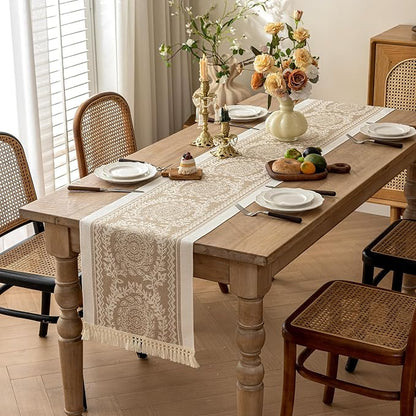 Coffee Mandala Linen Table Runner - Image 2