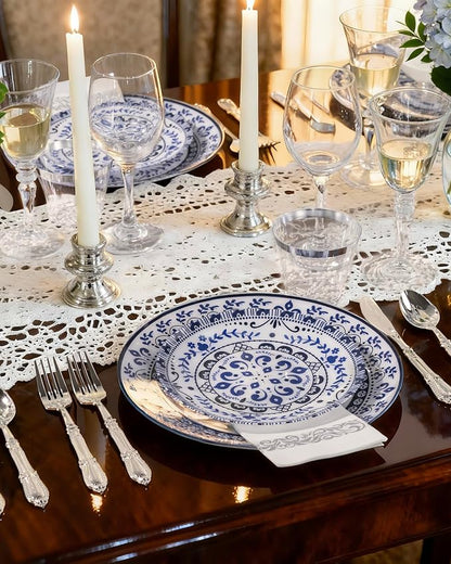 175 Pcs Blue Plates for 4th of July | Floral Disposable Dinnerware Set. - Image 6