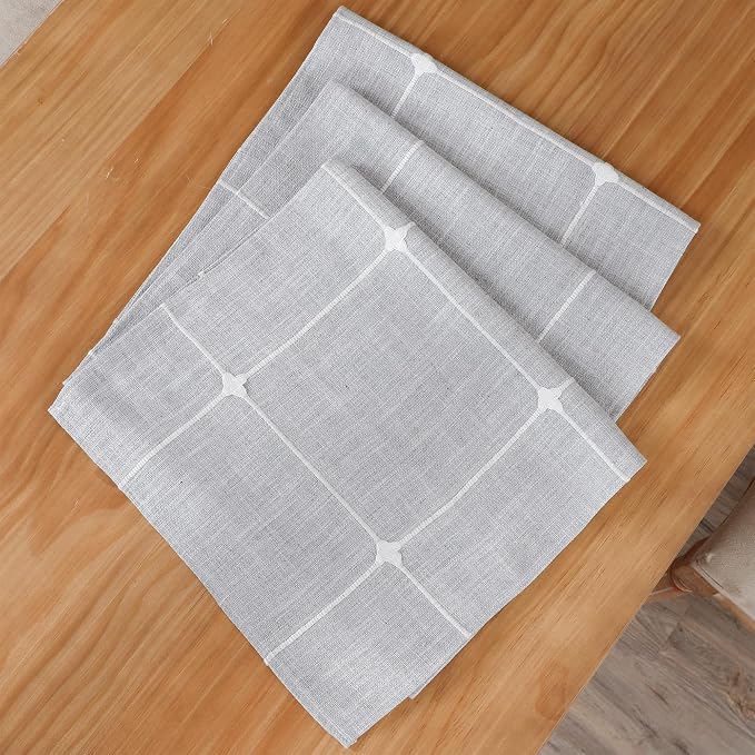 NEWISHER Rustic Embroidered Plaid Cloth Table Runner 60 inches, Farmhouse - Image 6