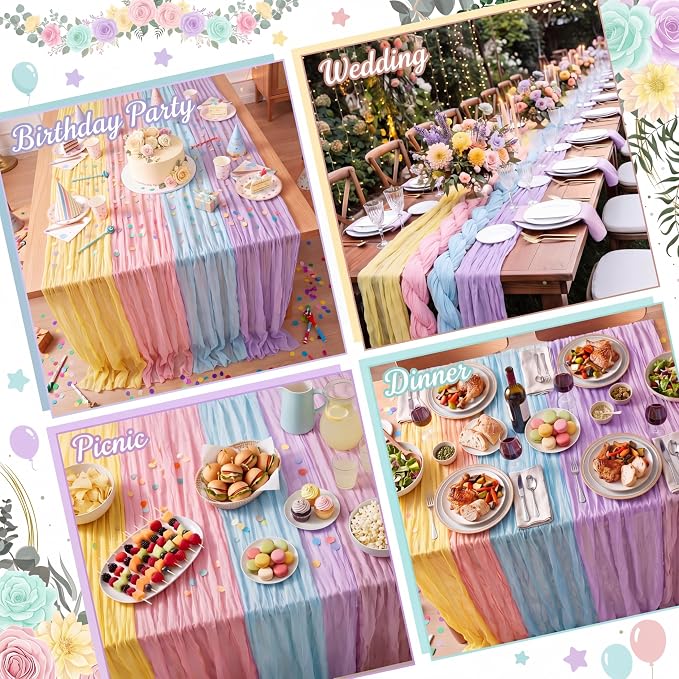 12 Pcs Pastel Cheesecloth Gauze Table Runners - Image 6