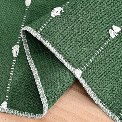 Artoid Mode Green Farbic Rustic Cotton Woven Table Runner, Farmhouse Christmas - Image 5