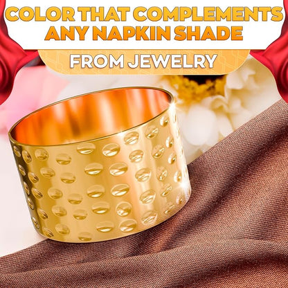 Hammered Gold Napkin Rings Set of 20, Reusable Holders - Image 7