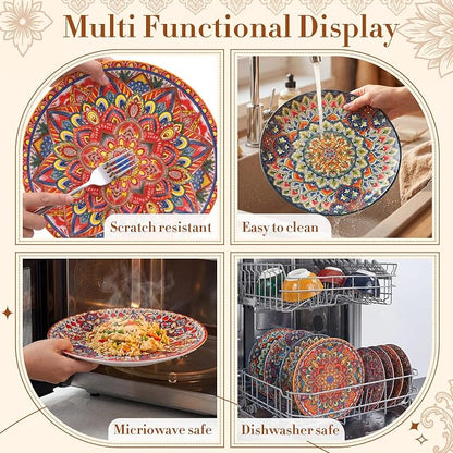 12 Pieces Ceramic Dinnerware Sets Porcelain Plates and Bowls Set Service - Image 3