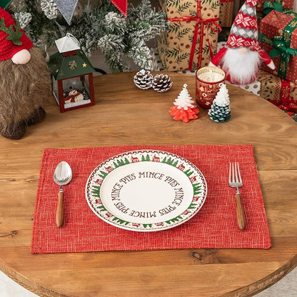 Kevin Textile Fall Table Mats Set of 4 Heat Resistant Washable Placemats for Seasonal Autumn Parties Buffet Dinner, 13 x 19 inches, Burnt Brick