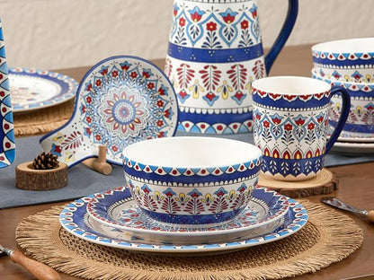 Bico Boho Totem Cereal Bowls Set of 4, 26 oz Deep Ceramic Soup Bowls - Image 6