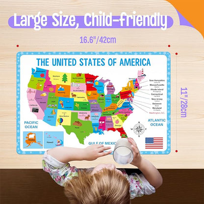 4 Pack Double-Sided Placemats, Washable & Reusable Table Mats -Math, Periodic - Image 6