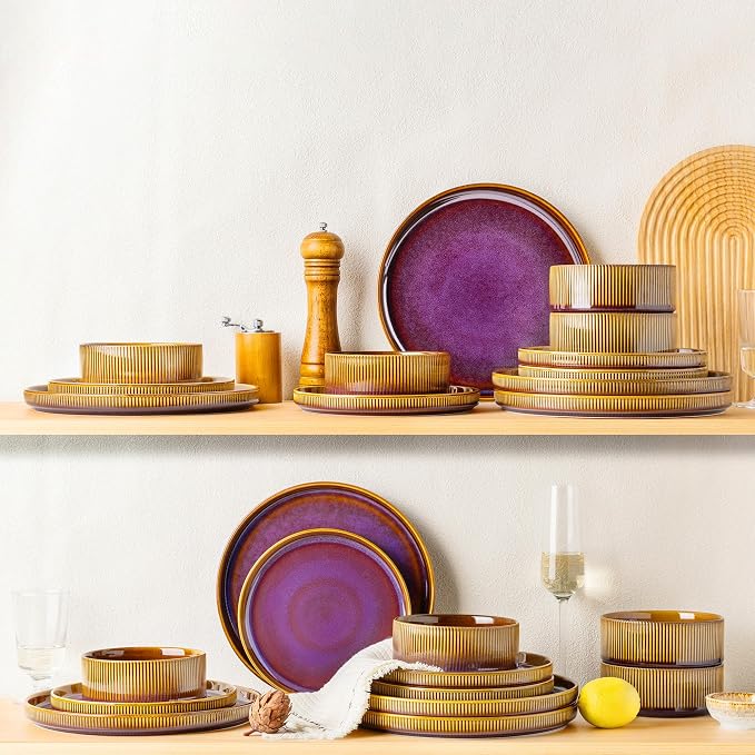 Ceramic Dinnerware Set for 6, 18-Piece Plates and Bowls Set | Lightweight - Image 7