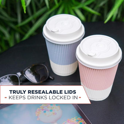 Disposable Coffee Cups With Lids - 12 oz To Go Coffee Cup With Lid. Durable - Image 5
