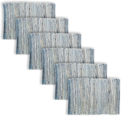 C&F Home Denim Rag 100% Cotton Vintage Boho Placemats 13" x 19" All Seasons Summer Farmhouse Country Beach Coastal Nautical Kitchen Dining Dinner Table Tabletop Table Mats Versatile Decor Decoration