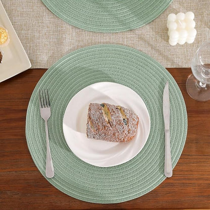 SHACOS Round Placemats Set of 4 Woven Braided Table Placemats 15 inch Cotton - Image 7