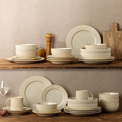 Ceramic Dinnerware Set for 6, 18-Piece Plates and Bowls Set | Lightweight - Image 8