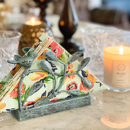 Antique Blue Bird Vertical Napkin Holder | Sturdy Paper Hand Towel Storage Tray - Image 4