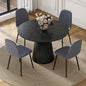 Round Dining Table Set for 4, 45" Modern Faux Marble Kitchen Table and Upholstered Chairs, 5 Piece Small Circle Dinette Set for Dining Room, Kitchen (Black Set)
