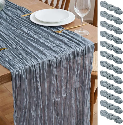 Asee'm 12pcs Dusty Blue Cheesecloth Table Runner Summer 10FT Gauze Rustic | by Aseem