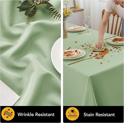 6-Pack Sage Green Tablecloths for Rectangle Tables, 90 x 132 Inches, Stain-Resistant Polyester Fabric for 8 Foot Tables - Washable Table Covers for Weddings, Birthday Parties, Events