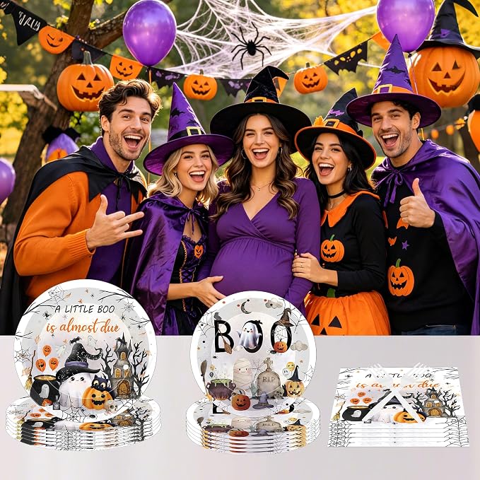 96 Pcs A Little Boo Is Almost Due Halloween Baby Shower Decorations, Ghost - Image 6