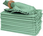 Bedding Craft Cotton Cloth Dinner Napkins Set of 12 – 18x18 Bird Egg Gray Sea Green with Decorative Lace Selvedge, Reusable Machine Washable Fabric Napkins for Weddings, Parties & Dining