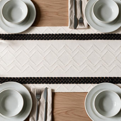 Artoid Mode Black Stripe Woven Rustic Table Runner 12x36 Inch | Holiday Kitchen - Image 5