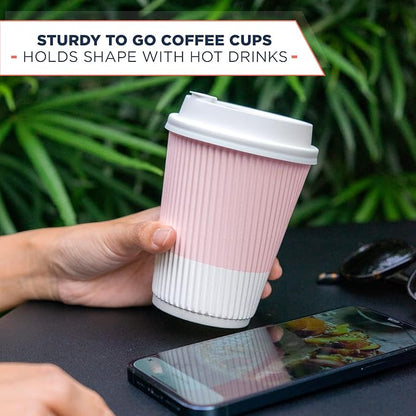 Disposable Coffee Cups With Lids - 12 oz To Go Coffee Cup With Lid. Durable - Image 6