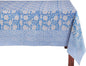 ATOSII Azora Blue 100% Cotton Square Summer Tablecloth, Block Print Floral Table Cloth for Dining, Outdoors, Parties, Weddings I Grand Millenial Decor 60 X 60 Inches I 4 Seater