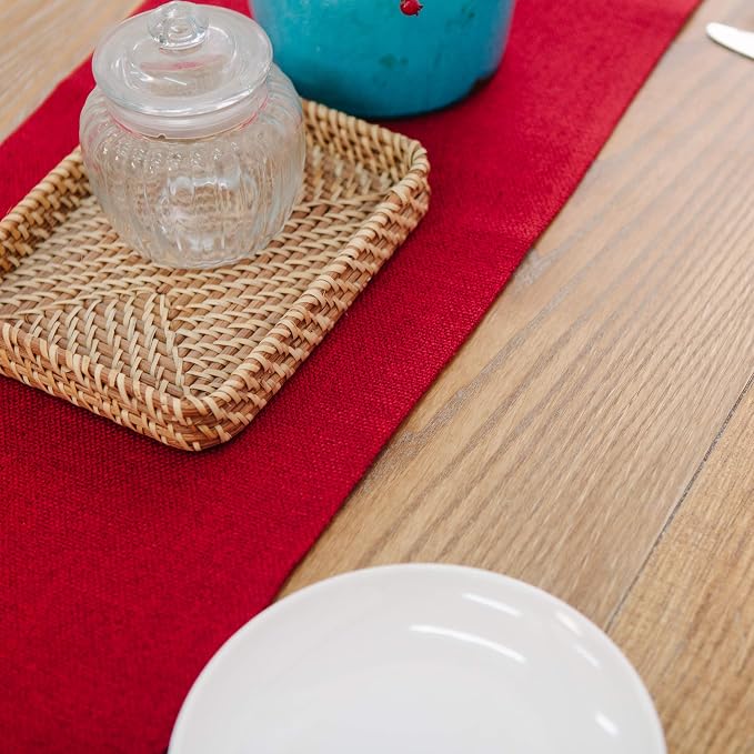 Soft Caddice Faux Linen 2 Side Table Runner, eco-Friendly Fabric Handcrafted - Image 4