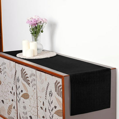 D'Moksha Homes Linen Black Table Runner 72 Inches Long - 100% Pure Linen 14 x 72 Inch Table Runner for Dining, Spring, Easter - Machine Washable