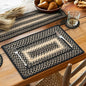 Homespice Manchester Jute Woven Placemats, Country Primitive Decor, Set of 4, Black and Tan 13x19 Rectangle Table Mats - Vibrant Colors, Durable, Easy to Clean and Protects Furniture