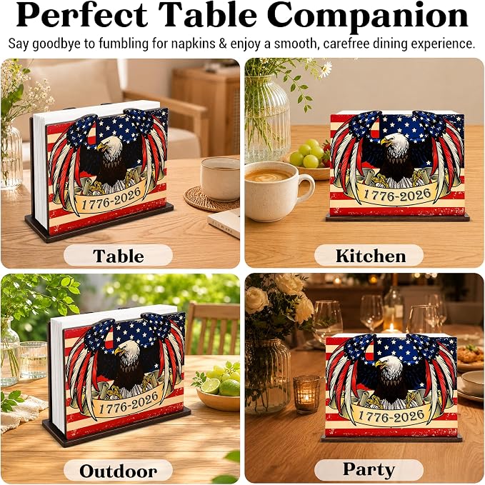 Eagle Independence Day Decor Wood Napkin Holder - Image 6
